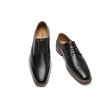 Poerkan Men's Oxford & Derby Formal Dress Shoes: Lace - up Leather Classics in Black and Brown with Patent Brogue Details
