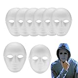 6 Pack DIY White Paper Masks, Masquerade Masks, Women Men Full Face Masks, Pure White Graffiti Mask, for Cosplay Mardi Gras Halloween Mask