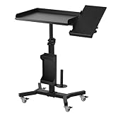 POARMEEY Tattoo Tray Cart on Wheels with Extension Rotatable Tattoo Table Station Versatile Rolling Tool Tray for Artist Studio and Beauty Salon