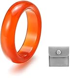 LVGPH 1 Pcs Red Carnelian Crystal Rings Carnelian Healing Rings Natural Carnelian Gemstone Band Ring Red Agate Smooth Round Fashion Jewelry Ring Best Gift for Woman,Girl,Mother,Lover with Jewelry Bag