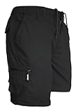 JUST LOOK Mens Cargo Shorts Combat Multi Pocket Elasticated Waist Plain Lightweight Shorts (as8, Alpha, m, Regular, Short, Black)