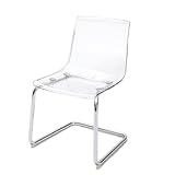 HAEKEBC Clear Dining Chair - Transparent Acrylic Ghost Kitchen Chair With Silver Metal Legs - Modern Plastic Seating for Weddings, Restaurants, Banquets