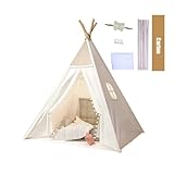 Trafagala Kids Teepee Tent White 160cm CE Certified Childrens Teepee Play Tent Indoor Outdoor Tipi Playhouse Garden Beach Wigwam