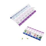 VINPAM Weekly Pill Organiser 7-Day,Travel Tablet Medication Box with Push Button Pop Open Design Double-Row Tablet Box with Tray, Push-Button AM/PM Design for Vitamins & Medications