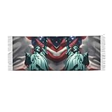 DUWAA Statue Of Liberty Flag Print Cashmere Like Scarf For Women Wool Scarf Gift For Her Tassels Winter Thick Scarves Wraps