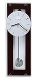 Howard Miller Emmett Contemporary Wall Clock 625-514 – Black Coffee Finish, Satin Silver-Finished Pendulum, Thick Plate Glass Cover, Chrome Accents, Quartz Movement
