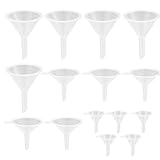 15 Pcs Funnels Set, Plastic Small Funnel, Travel Clear Mini Funnels for Bottle Filing Essential Oil, Perfume, Lab Bottles, Science Laboratory Chemicals, Spices, Arts, Crafts, Sand