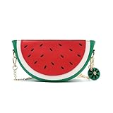 gaobaozhu Fruit Shape Cross Body Bag PU Leather Cartoon Shoulder Bag Purse Cute Watermelon Handbag Phone Bag Pouch Coin Bag Shoulder Wallet with Removable Chain for Women Girl