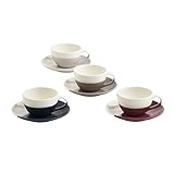Royal Doulton Flat White Cup & Saucer - 1815 Coffee Studio - Porcelain Set of 4 - Small Cups & Saucers Ideal for Flat Whites, Cappuccino, Coffee & Hot Beverages - Better Heat Retention, 175ml Each