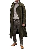 RINTONIX Men's Oversized Notched Long Faux Wool Blend Trench Coat Single Breasted Knee Length Lapel Winter Jacket, Army Green, L