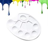 LIAMGUS acrylic paint palette, mixing palette, plastic pallets, paint palette, Mixing Pallet 10 Well White Round Paint Palette, for Watercolor Acrylic and Oil DIY Craft Professional Art Painting