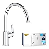 GROHE Start Curve Quickfix Single-Lever Sink Mixer with High C-Spout with 360° Swivel Area, Chrome Easy To Fit with Quickmount 31554001