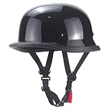 Bucket Helmet, German Style Motorcycle Helmet Adjustable Comfortable Vintage Half Face German Motorcycle for Adult Men Women