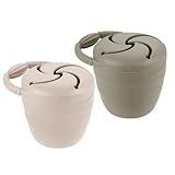 PandaEar 2 Pack Toddler Snack Pots, Collapsible Silicone Baby Snack Pots Cups, Spill Proof Toddler Snack Box Storage Container Food Catcher, Light Tan/Walnut