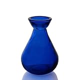 Grehom Recycled Glass Bud Vase (Set of 2) - Classic; 10 cm Vase (Cobalt Blue)