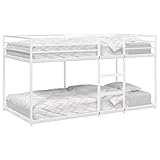 vidaXL Bunk Bed - Steel Frame - Space Saver - Built-In Ladder - Guardrails - White - 90x190 cm