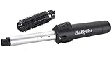 BaByliss Cordless Gas Hair Curler & Brush, 19mm Cermaic Curling Tong, Protective Heat Shield, Fast Heat to 200°C, Black, 2583BU