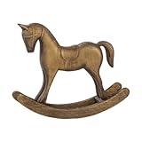 Fenteer Rocking Horse Statue Decorative Figurine Craft Artistic Creative Wooden Sculpture Ornament for Office Tabletop Countertop, Bronze