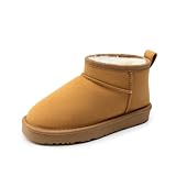 DREAM PAIRS Girls Boys Boots Kids Winter Ankle Plush Lined Warm Snow Shoes Kid Short Boots for Little Kid/Big Kid,Size 1 Big Kid,Camel,KKUMAB2502