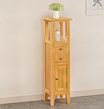 Hallowood Furniture Aston Open Top Tower Bathroom Corner Cabinet with Drawer, Wooden Slim Hallway Cabinet with Cupboard, Narrow Storage Unit, Display Cabinets for Living Room