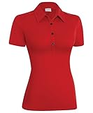 Ashworth Women's Performance EZ-SOF Solid Short Sleeve Polo - True Red, Medium