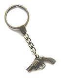 KEYRING - Cowboy Pistol - Antique Bronze Plated. Split Ring. Key Ring. Pistol