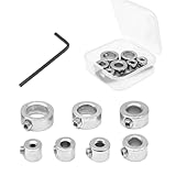 LICQIC Drill Stop Position Limiting Ring, 3-12 mm Drill Depth Stop Ring with Hexagonal Wrench, Stainless Steel Drill Limiting Ring Positioner Spacer Ring Positioner (7 PCS,Silver)