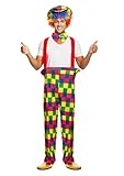 HENBRANDT Rainbow Clown Costume Adult One Size - Vibrant Multicolour Fancy Dress Outfit with Hooped Trousers, Hat & Bow Tie for Parties, Festivals, Halloween & Comedy Events