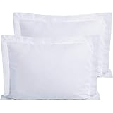 FLXXIE 2 Pack 100% Brushed Microfiber 1800 Oxford Pillowcases, Stain Fade and Wrinkle Resistant, Soft and Cozy Standard Oxford Pillow Cases | Hotel Quality Pillow Shams, White, 50x75 cm