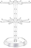 AOKWAWALIY Keychain Display Stand 2 Tier Necklace Holder Necklace Rack Rotating Jewelry Display Plastic Counter Jewelry Holder for Malls Dressing Table (Clear)