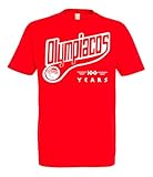 Apparel® Olympiakos Piraeus T-Shirt [100th Anniversary Print] - Olympiakos Jersey - Olympiakos T-Shirt (Regular Fit), red, XXL