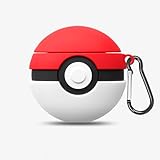 TCPENG Airpod Case, AirPods1&2 Case Cover with Keychain, Soft Silicone 3D Cute Cartoon Airpod 1 2 Case, Durable 3D Cute Cartoon Funny Cover Shockproof Full Protection (P_oké Ball)