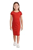 A2Z 4 Kids Girls Dresses Plain Short Sleeves Cap Slim - New Midi Dress Red 11-2
