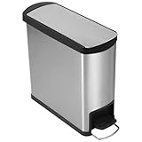 Pro-Kleen Kitchen Toilet Sanitary Bin 16L With Inner Bucket, Smudge Resistant Brushed Stainless Steel With Soft-Close Lid, Foot Pedal for Bathroom, Bedroom or Living room, Slim Shape, (16 Litre)