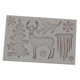 Christmas Baking Mould, Christmas Series, Snowflake Christmas Tree, Dimensional Plum Blossom Elk Liquid Silicone Mould, Fondant Cake Baking Mould, Christmas Cake Mould, Christmas Tree Snowflake Elc