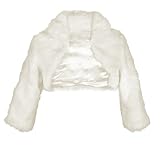 Flora Ivory Faux Fur 3/4 Long Sleeve Bridal Shrug/Wedding Bolero/Collar Jacket (Extra Large)