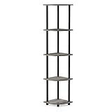 Furinno Turn-N-Tube 5 Tier Corner Display Rack Multipurpose Shelving Unit, French Oak/Black
