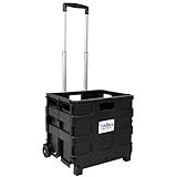 TEKBOX Folding Boot Cart Shopping Trolley Fold Up Storage Box Wheels Crate Foldable