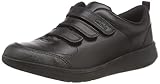 Clarks Boy's Scape Sky K Sneakers, Black Leather, 2 UK Wide