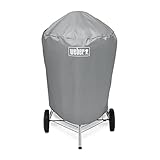 Weber BBQ Cover/For 57 cm Charcoal Barbecues, Lightweight Water-Resistant Fabric with Fastening Straps, Grey, 58.5 x 72.5 x 91 cm