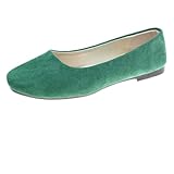Hwalleum Women's Casual Square Toe Ballet Flats Ladies Stylish Slip On Ballerina Flats Girls Fashionable Solid Color Ballet Pumps Dolly Shoes Womens Comfy Office Driving Flat Shoes Loafers Green