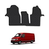 VW Crafter (2017+) Rubber Van Mats Accessories Tailored Fit Compatible Accessory Waterproof Protection Non-Slip Car Floor Mats 3mm Thick Full Coverage Durable Coverage with Clips