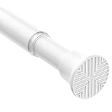Zipglo Extendable Curtain Poles 59-120 cm, Tension Rods for Curtains Adjustable Shower Curtain Poles No Drilling Spring Loaded Curtain Rod Shower Rail for Bathroom Window Door Wardrobe, White