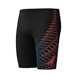 Speedo Men's Gala Medley Logo Jammer | Swim Training | Technical Fabric | Athletic Design, Black/Neon Coral, 34