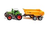 siku 1605, Fendt Tractor with Krampe Dump Truck, Toy tractor, Metal/plastic, Green/yellow, Removable cab, Tipping trough, Trailer with smooth-running rubberisedg wheels, Trailer coupling