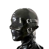 GITDOT Latex Head Cover leather Rubber HeadMask All Inclusive Latex Hood for Cosplay Party Club Wear (L), Black
