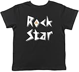Shopagift Rock Star Kids T-Shirt Drums Guitar Rock n Roll Heavy Metal Childrens Tee Boys Girls Black