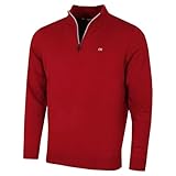 Calvin Klein Mens Campus 1/2 Zip Sweater - Burgundy/Silver - L