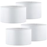 Weewooday 4 Sets Fabric Lampshade with E27 to E14 Adapter Ring Modern Ceiling Pendant Table Drum Light Shade Linen Lamp Shades for Table Bedside Floor Lamp(Beige,14 Inch)