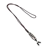 SOIMISS Tibetan Nine-eyed Dzi Bead Pendant Necklace Ethnic Buddhist Agate Chain Jewelry for Women Black Protective Amulet for Sweater and Daily Wear